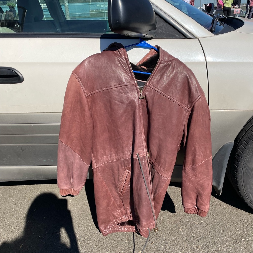 Oversized vintage leather jacket